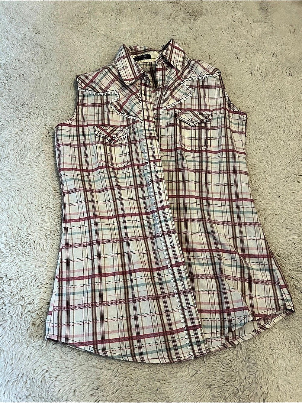 Ralph Lauren Plaid Button-Down Shirt in Red & Cream